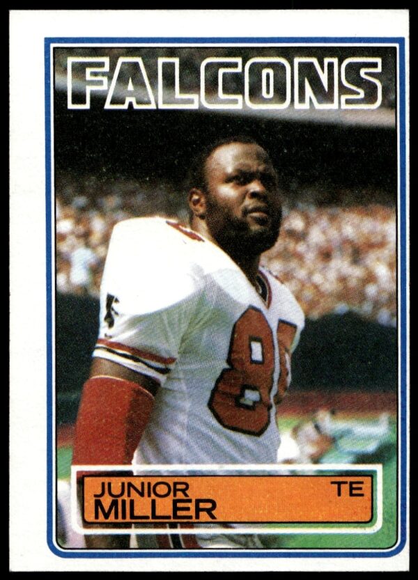 Vintage 1983 Topps Football Card - Junior Miller #23 in action pose, NFL collectible.
