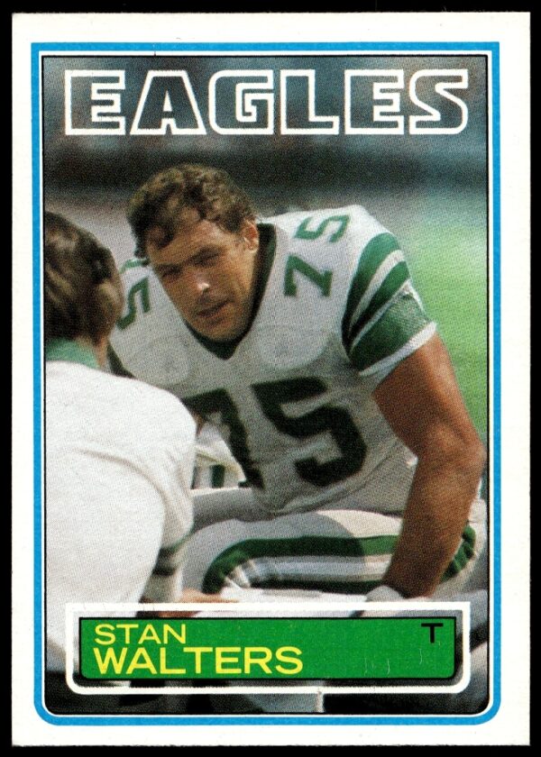 Front of 1983 Topps football card featuring Stan Walters in Eagles uniform, card #150.