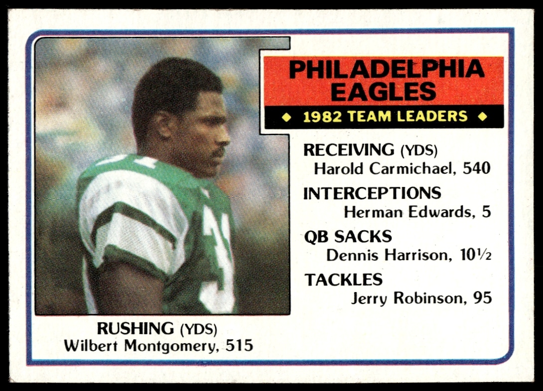 1983 Topps Wilbert Montgomery Football Card #136, Philadelphia Eagles Star Running Back.