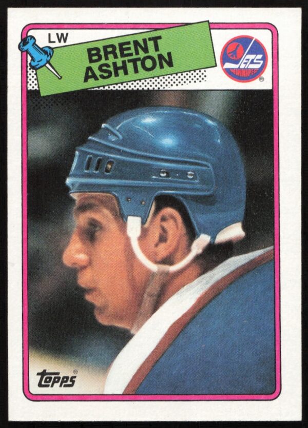 Brent Ashton 1988-89 Topps hockey card #128, dynamic action shot in vintage uniform.