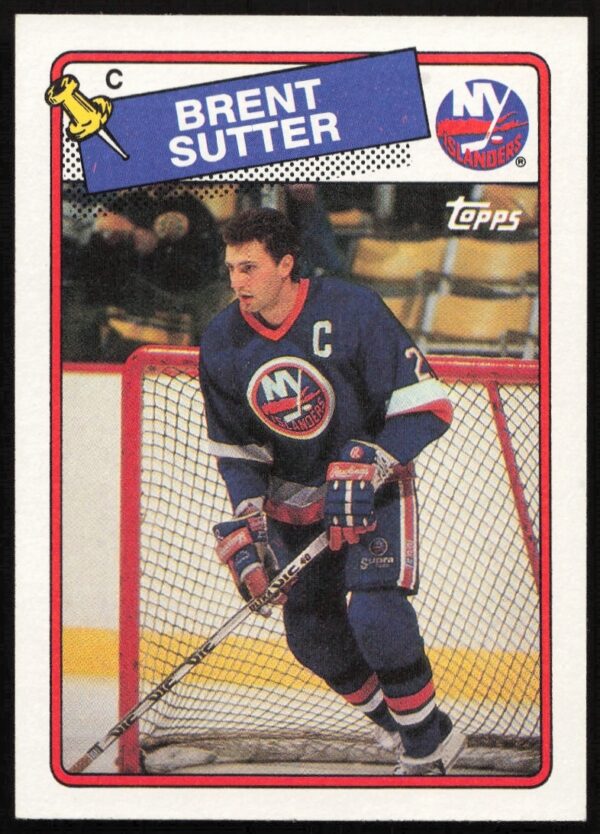 1988-89 Topps Brent Sutter hockey card, New York Islanders, collectible memorabilia.