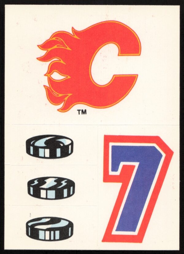 1988-89 Calgary Flames Sticker #18 from Topps series, showcasing a players image.