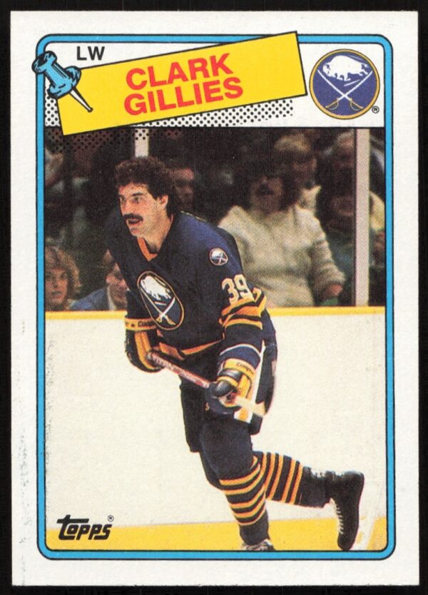 Clark Gillies 1988-89 Topps card #80 front, action portrait in team jersey.