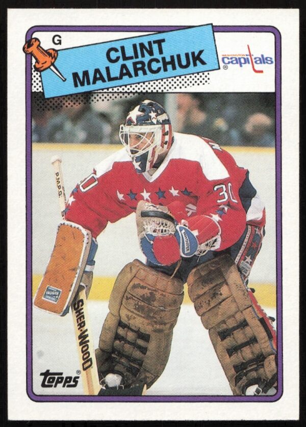 Clint Malarchuk 1988-89 Topps hockey card, vintage goalie action, #25 collectible.