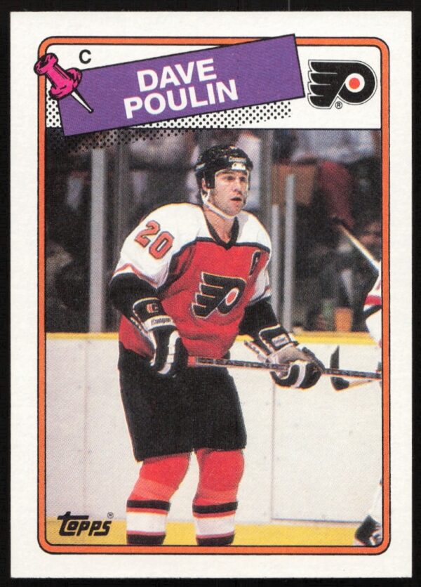 Dave Poulin 1988-89 Topps Hockey Card #100, Philadelphia Flyers Uniform, Front View.