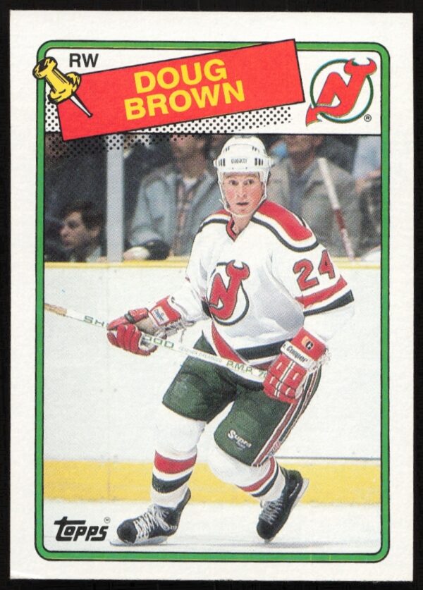 1988-89 Topps Doug Brown hockey card #115, New Jersey Devils.