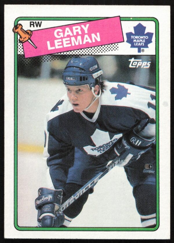 1988-89 Topps Gary Leeman Hockey Card Front in Toronto Maple Leafs uniform.
