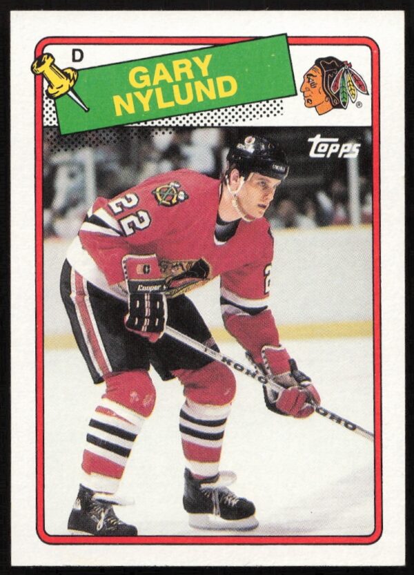 1988-89 Topps Gary Nylund trading card #15 featuring intense gameplay focus.