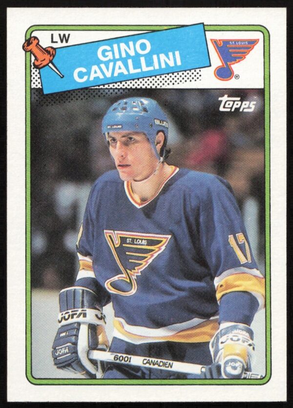 Gino Cavallini 1988-89 Topps hockey card #149, featuring him in uniform.