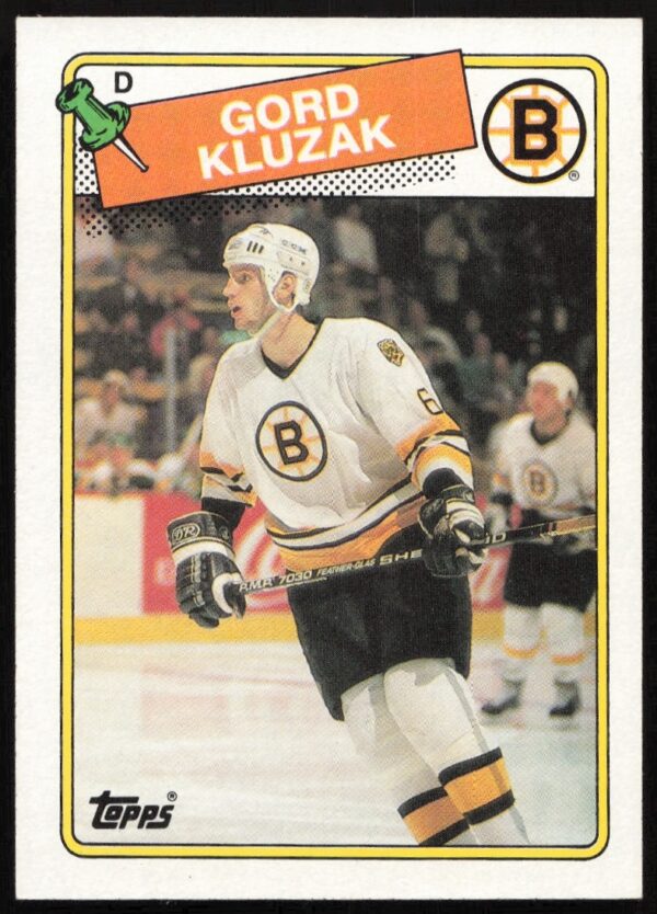 Gord Kluzak 1988-89 Topps Hockey Card #23, Boston Bruins, Front View.