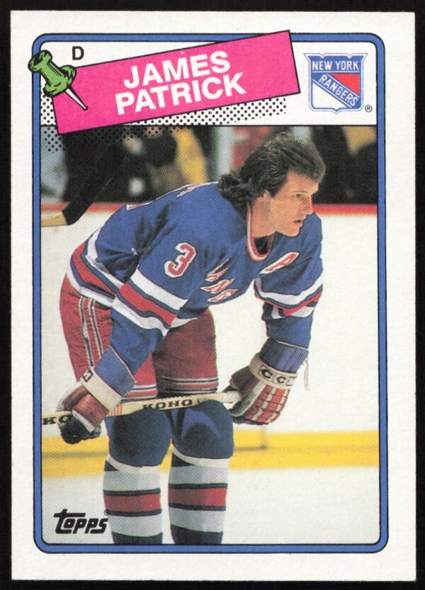 James Patrick 1988-89 Topps Card #69, New York Rangers gameplay image.