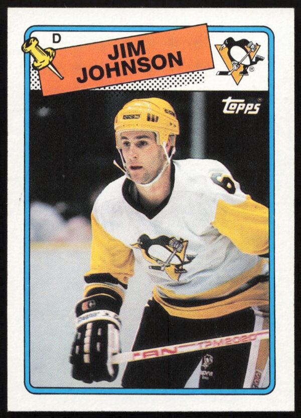 1988-89 Topps Hockey Card - Jim Johnson #148, Minnesota North Stars Action Shot Front.