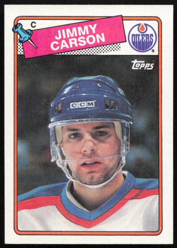 1988-89 Topps Hockey Card featuring Jimmy Carson in action, card number 9, classic vintage design.