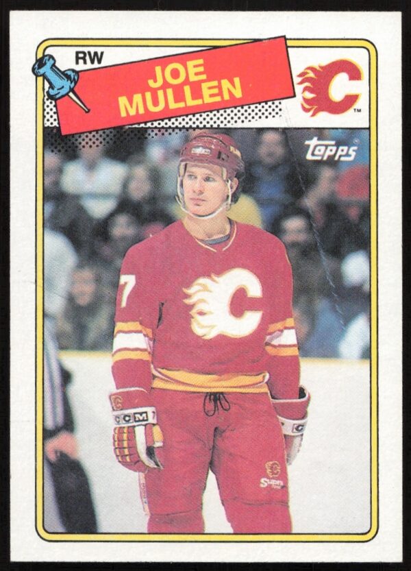 1988-89 Topps Joe Mullen Hockey Card #76 showcasing vintage uniform and team details.