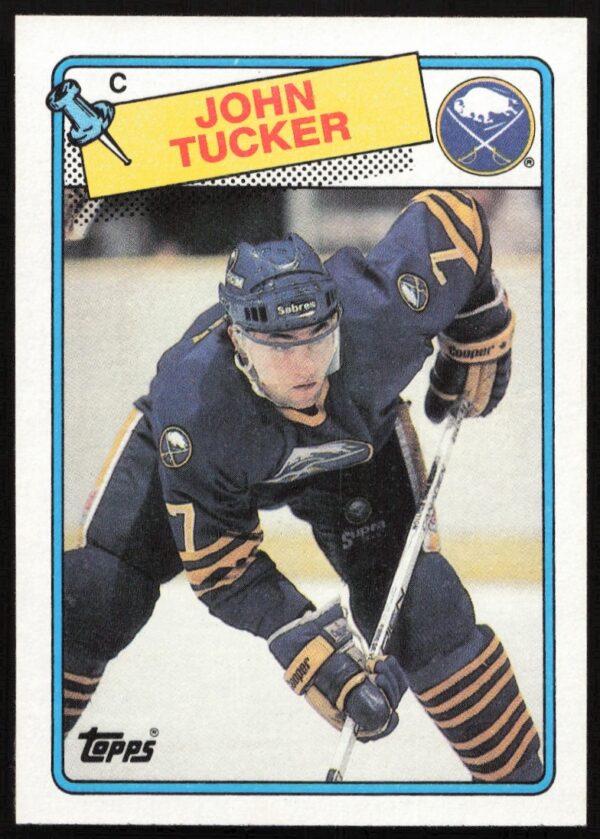 1988-89 Topps John Tucker hockey card #74, featuring Tucker in action pose.