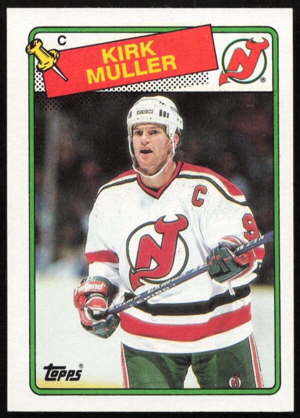 1988-89 Topps Kirk Muller Hockey Card #84, showcasing a dynamic ice pose.