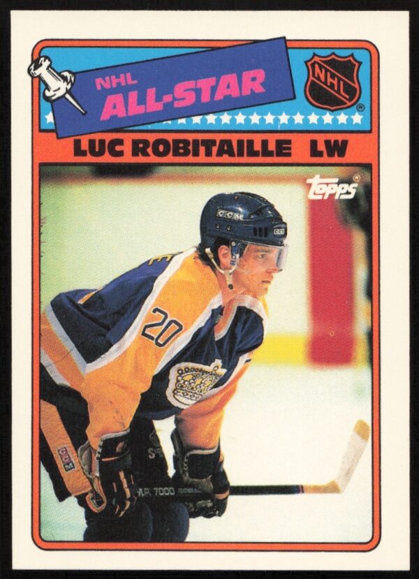 Luc Robitaille 1988-89 Topps Sticker Insert #1: Front View in Kings Uniform