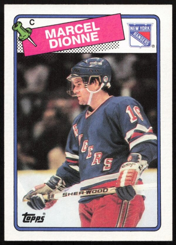 1988-89 Topps hockey card of Marcel Dionne in Kings jersey, card #13 front view.