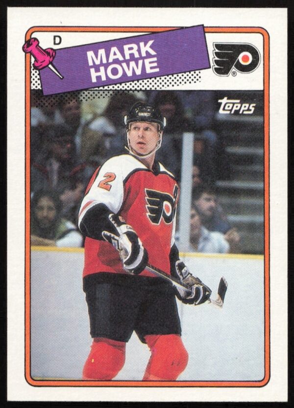Mark Howe 1988-89 Topps Hockey Card #6, Philadelphia Flyers, iconic defenseman.