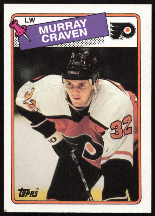 Murray Craven 1988-89 Topps hockey card, Philadelphia Flyers, action photo, classic design.