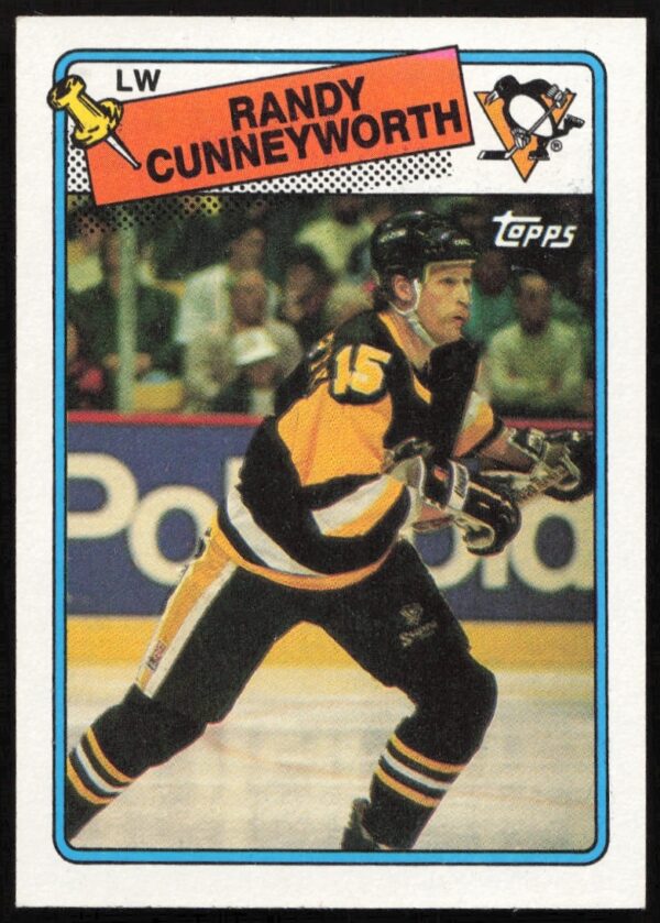 Vintage 1988-89 Topps Randy Cunneyworth hockey card showcasing player in action, card #19.
