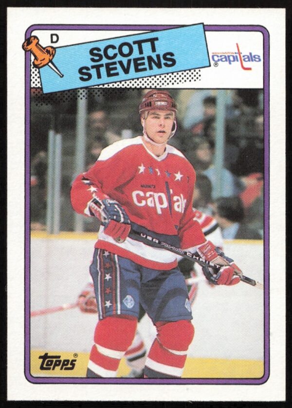 Scott Stevens 1988-89 Topps Hockey Card #60, Washington Capitals, legendary defenseman.
