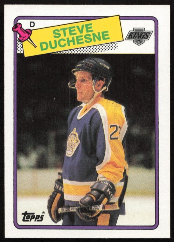 Steve Duchesne 1988-89 Topps card #182 in Los Angeles Kings uniform.