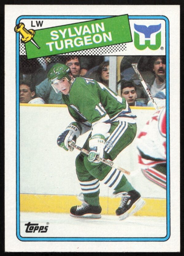 Sylvain Turgeon 1988-89 Topps Hockey Card #24, depicting him in action during a game.