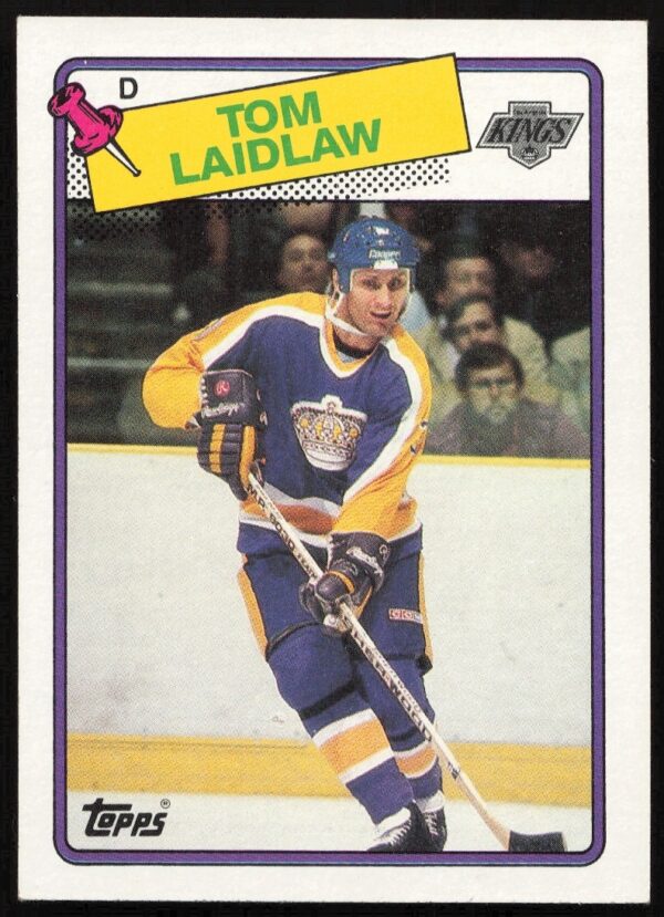 1988-89 Topps Tom Laidlaw #37 card front, featuring him in Rangers white jersey on ice.