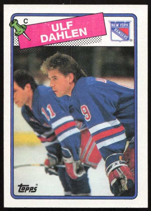 Ulf Dahlen 1988-89 Topps Hockey Card #47: Iconic ice hockey stance, full uniform.