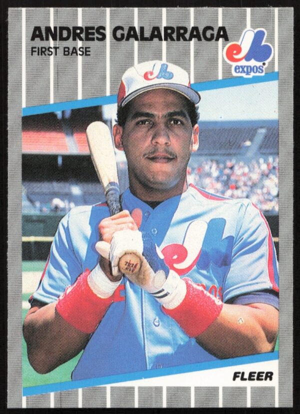Andres Galarraga 1989 Fleer baseball card #376 featuring Montreal Expos uniform.