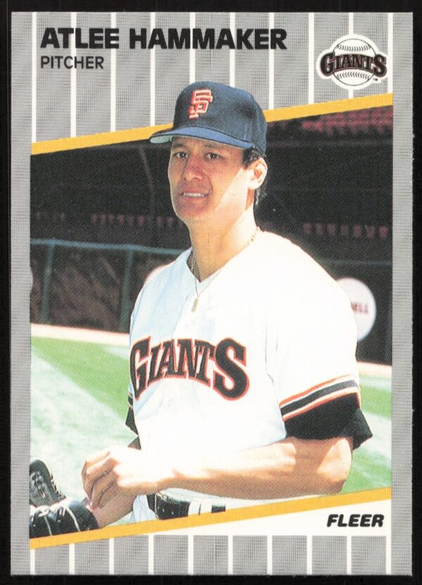 Atlee Hammaker 1989 Fleer Baseball Card #329 showcasing his pitching stance.