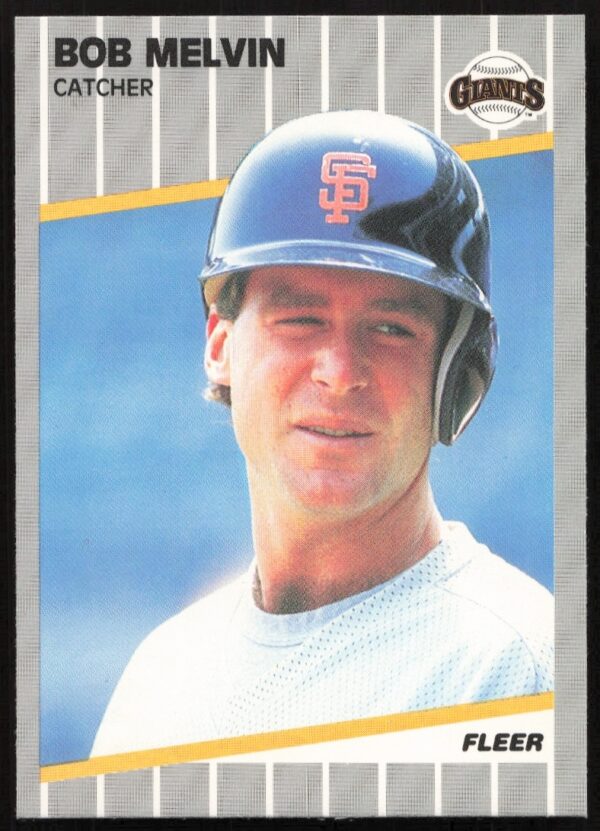 Front of 1989 Fleer Bob Melvin Baseball Card, number 335.