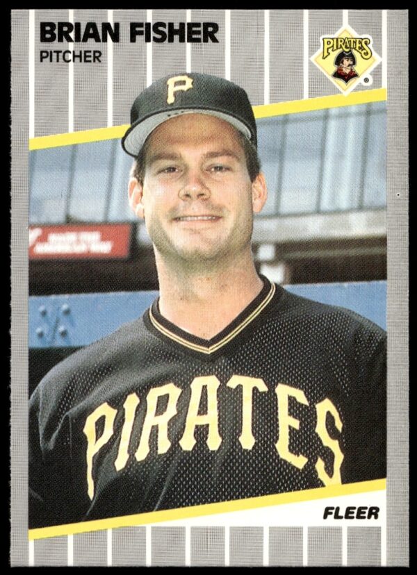 1989 Fleer Brian Fisher baseball card #209, featuring pitcher on the mound in uniform.