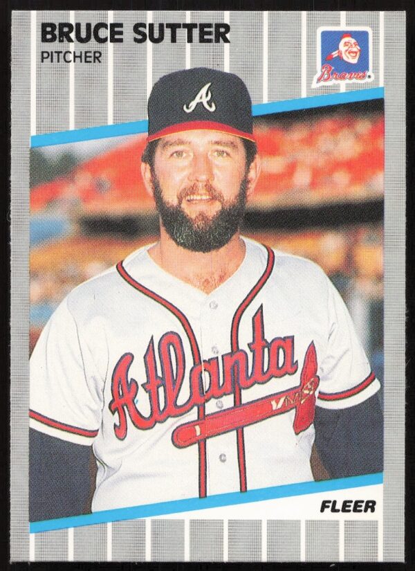 Bruce Sutter 1989 Fleer card #603, action shot in Braves uniform, front view.