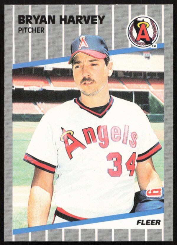 1989 Fleer Baseball Card #479: Bryan Harvey Pitching for California Angels.