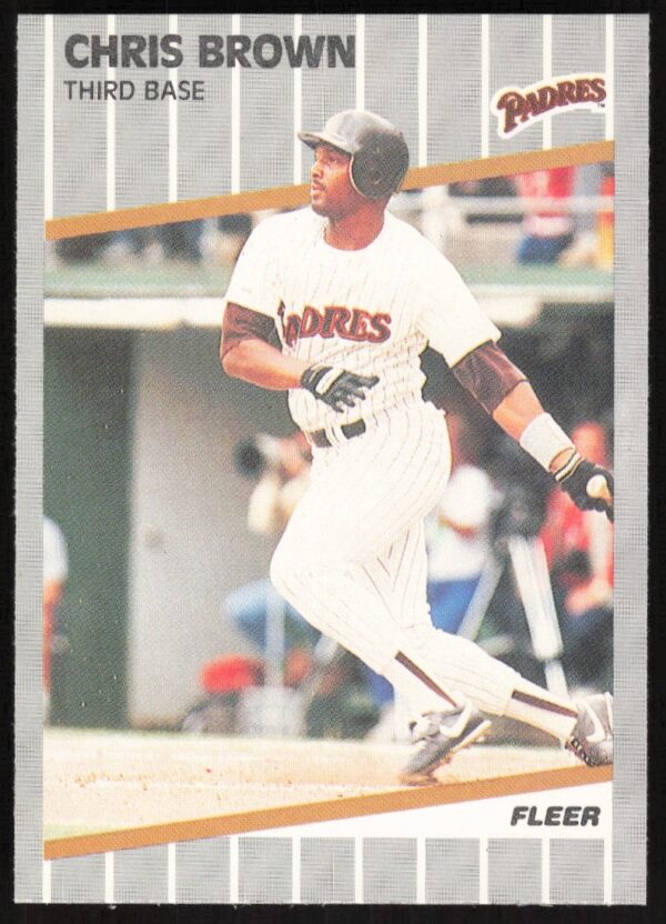 Chris Brown 1989 Fleer #301 Baseball Card Front featuring player in team uniform.