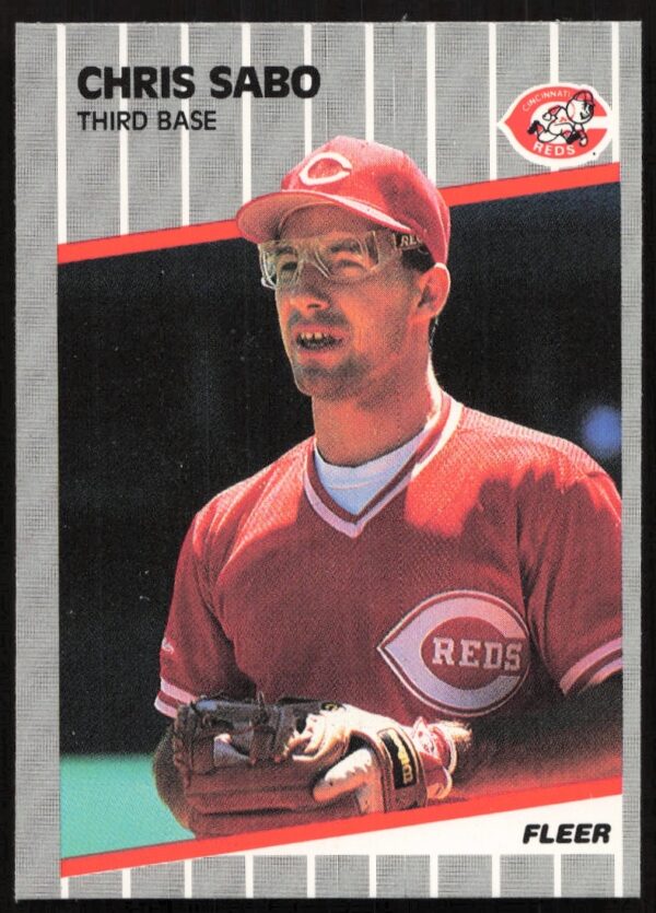 Chris Sabo 1989 Fleer Baseball Card Front #170, Cincinnati Reds Third Baseman.