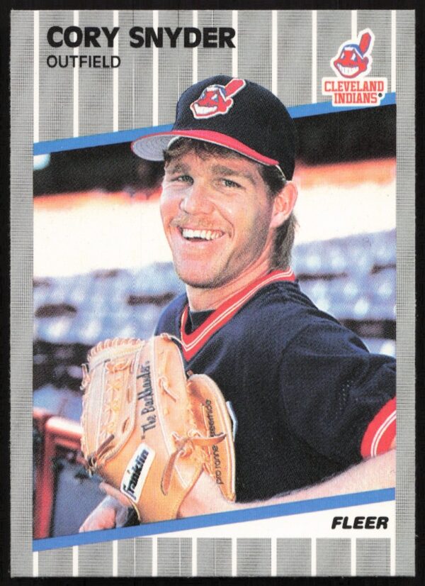 Cory Snyder 1989 Fleer Baseball Card #412, Cleveland Indians, with Bat, Classic 80s Style.