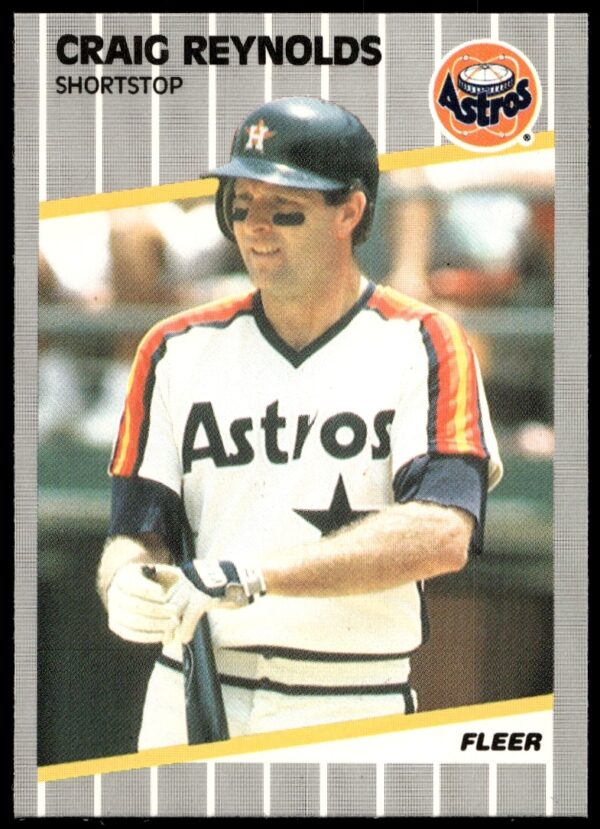 Craig Reynolds 1989 Fleer Astros Baseball Card #366, showcasing dynamic sportsmanship and iconic design.