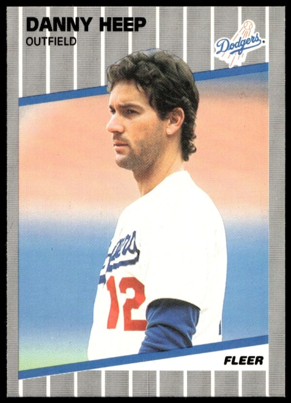 Danny Heep 1989 Fleer card #61, action pose in uniform, collectible for baseball fans.
