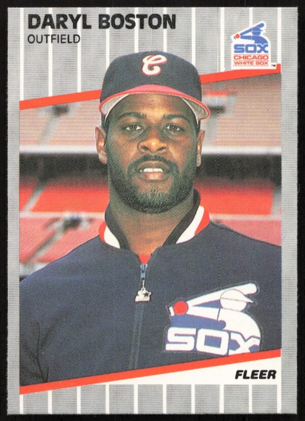 Daryl Boston 1989 Fleer Baseball Card #492, Chicago White Sox, Action Shot.