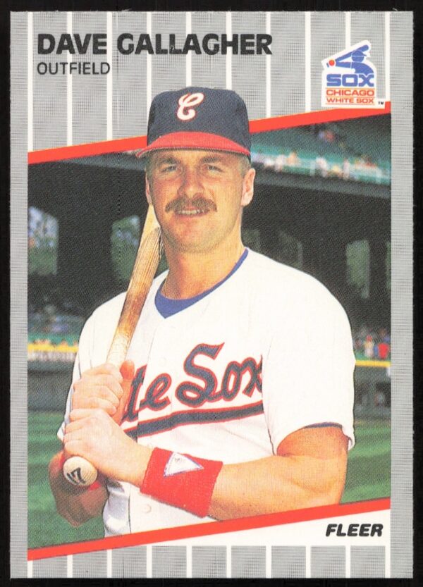 1989 Fleer Dave Gallagher #496, Chicago White Sox, classic batting pose baseball card.