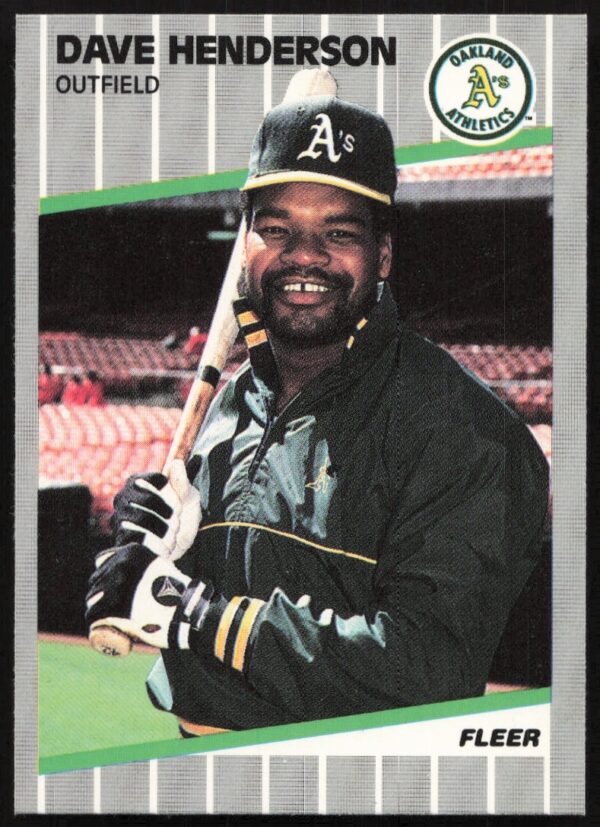 Dave Henderson 1989 Fleer baseball card #10, Seattle Mariners uniform.