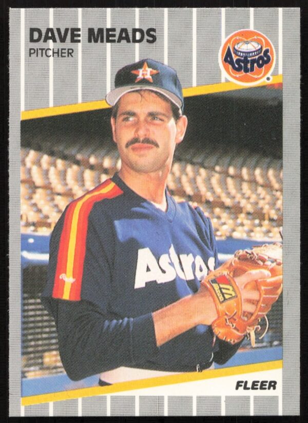 1989 Fleer Dave Meads baseball card #362 featuring Astros pitcher in uniform.