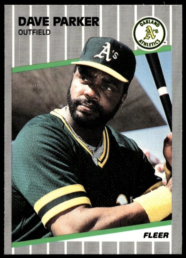 Dave Parker 1989 Fleer card: Oakland Athletics, batting stance, focused expression.