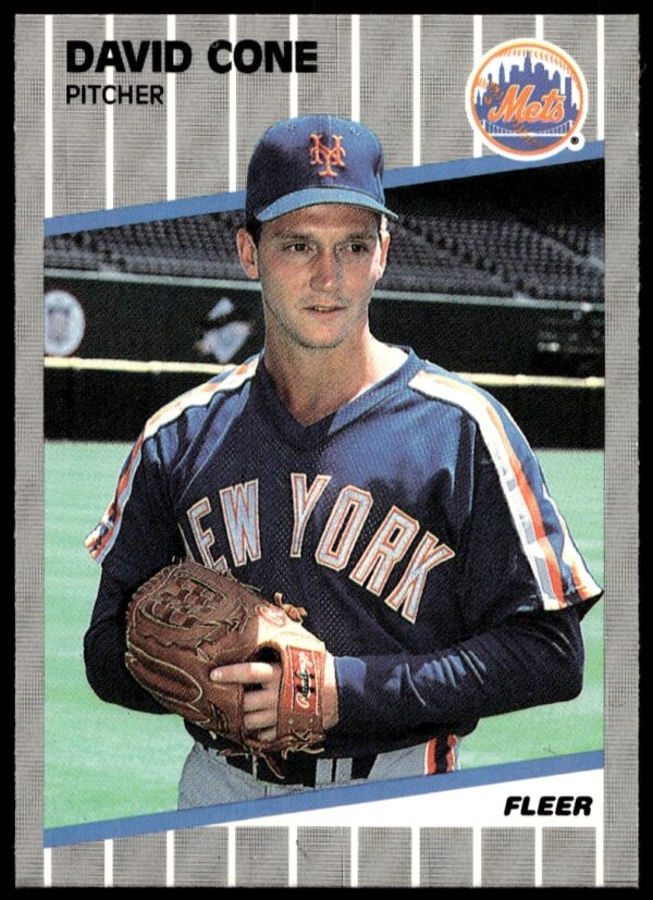 David Cone 1989 Fleer Mets Baseball Card #31 Mid-Pitch Action Image
