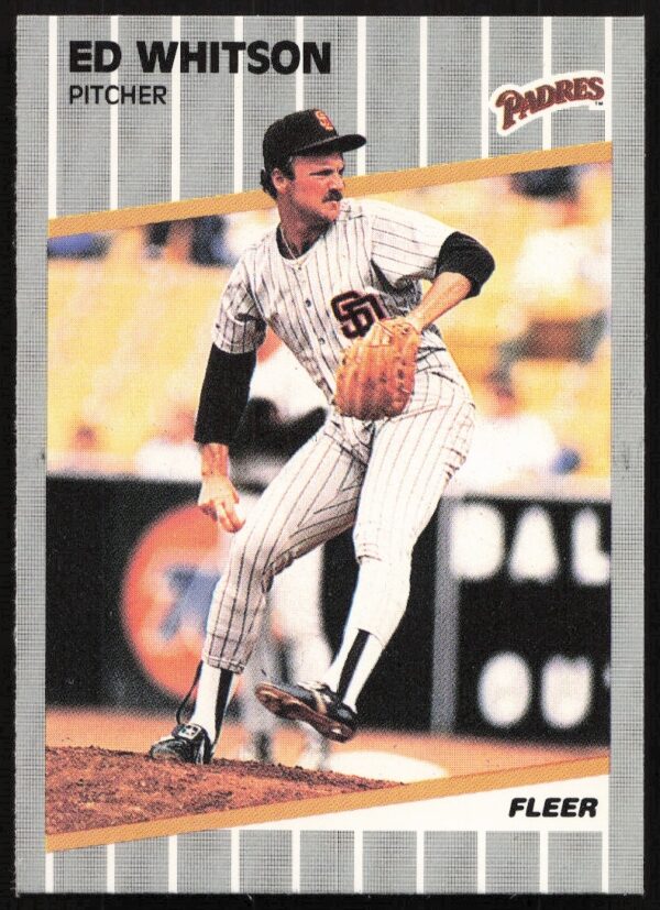 1989 Fleer Ed Whitson baseball card showing action pitch in uniform, card #321 front view.