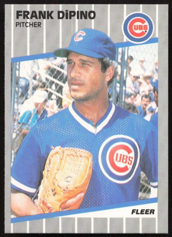 1989 Fleer Frank DiPino Cubs Baseball Card #423 with Player Portrait