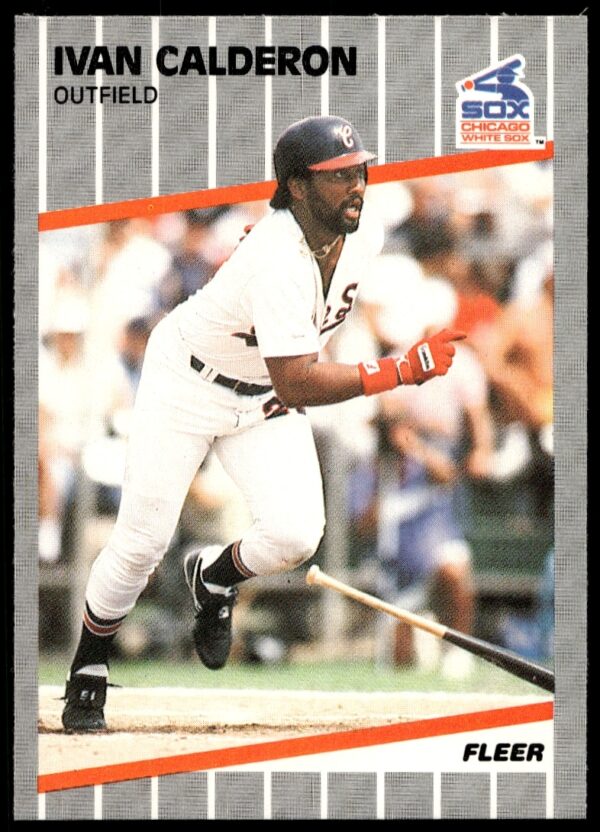 Ivan Calderon 1989 Fleer baseball card #493, Chicago White Sox action shot.